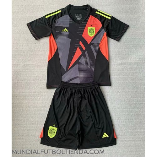 Camiseta España Portero Primera Equipación Replica Eurocopa 2024 para niños mangas cortas (+ Pantalones cortos)